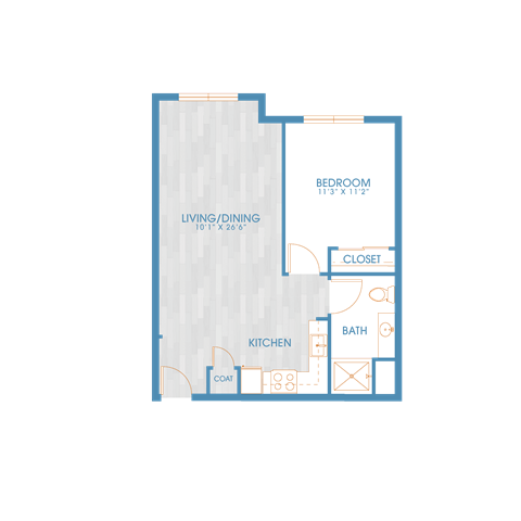 The Residences at Stone Creek in Milton, Washington One Bedroom Floor Plan